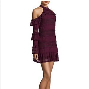 PARKER Cold-Shoulder ruffle mini dress